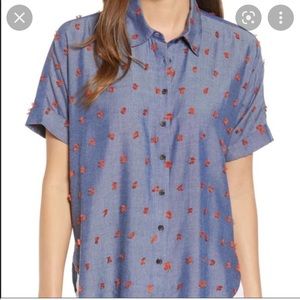 Lou & Grey Chambrey Fringe Button Down